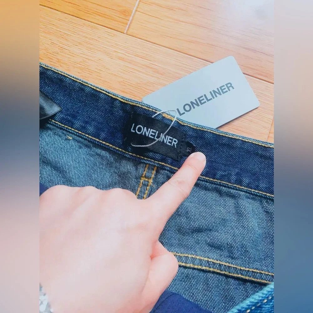 Men Trendy Wide Leg Wave‎ Design Jeans Influencer & Celebrity Inspired High Rise